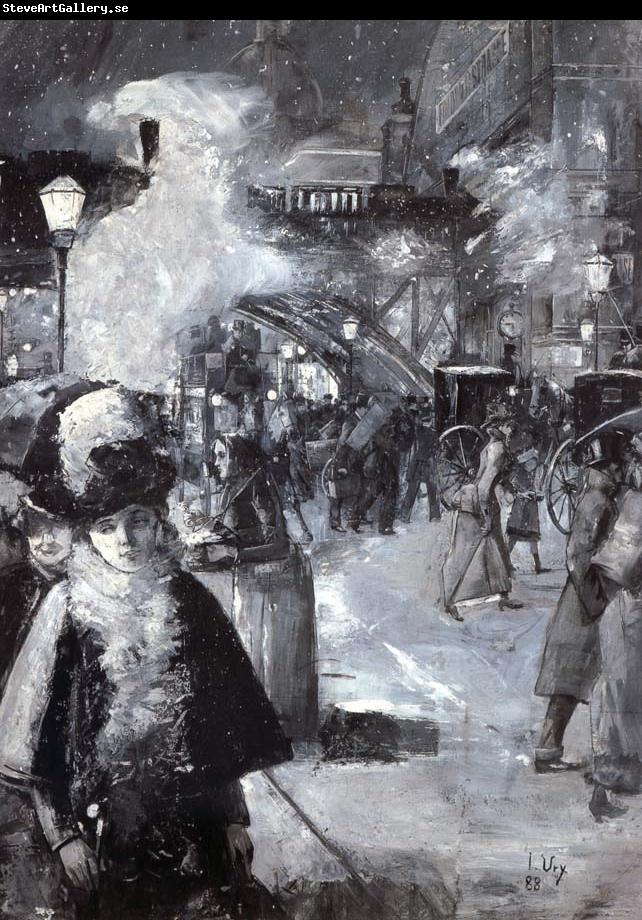 Lesser Ury At the railway station Friedrichstrabe